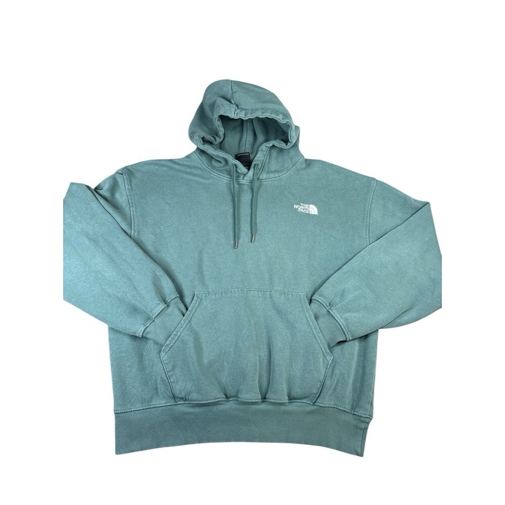 The North Face Green Men’s Hoodie Kangaroo Pocket White Logo Medium‎